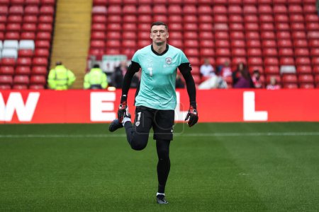 Photo for Liam Roberts of Barnsley in the pregame warmup session during the Sky Bet League 1 Promotion Play-offs Semi-final first leg match Barnsley vs Bolton Wanderers at Oakwell, Barnsley, United Kingdom, 3rd May 2024 - Royalty Free Image