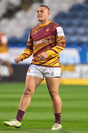 Photo for Tui Lolohea of Huddersfield Giants during pre match warm up ahead of the Betfred Super League Round 10 match Huddersfield Giants vs Salford Red Devils at John Smith's Stadium, Huddersfield, United Kingdom, 3rd May 2024 - Royalty Free Image