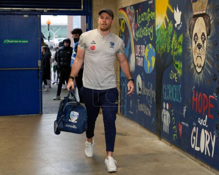 Photo for Lachlan Fitzgibbon of Warrington Wolves arrives at the stadium before during the Betfred Super League Round 10 match Warrington Wolves vs Hull FC at Halliwell Jones Stadium, Warrington, United Kingdom, 3rd May 2024 - Royalty Free Image