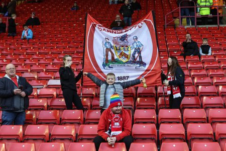 Photo for Barnsley fans arrive during the Sky Bet League 1 Promotion Play-offs Semi-final first leg match Barnsley vs Bolton Wanderers at Oakwell, Barnsley, United Kingdom, 3rd May 2024 - Royalty Free Image