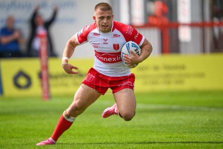 Photo for Mikey Lewis of Hull KR goes over for a try during the Betfred Super League Round 10 match Hull KR vs St Helens at Sewell Group Craven Park, Kingston upon Hull, United Kingdom, 4th May 2024 - Royalty Free Image