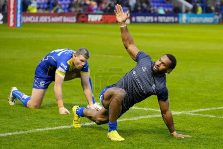 Photo for Roderick Tai of Warrington Wolves warms up before the Betfred Super League Round 10 match Warrington Wolves vs Hull FC at Halliwell Jones Stadium, Warrington, United Kingdom, 3rd May 2024 - Royalty Free Image