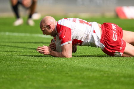 Photo for Dean Hadley of Hull KR goes over for a try during the Betfred Super League Round 10 match Hull KR vs St Helens at Sewell Group Craven Park, Kingston upon Hull, United Kingdom, 4th May 2024 - Royalty Free Image
