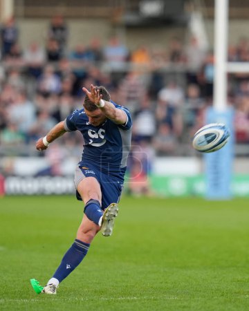 Photo for Sale Sharks fly-half George Ford converts a try during the Gallagher Premiership match Sale Sharks vs Leicester Tigers at Salford Community Stadium, Eccles, United Kingdom, 10th May 2024 - Royalty Free Image