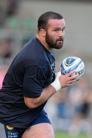 Photo for Sale Sharks prop Bevan Rodd warms up before the Gallagher Premiership match Sale Sharks vs Leicester Tigers at Salford Community Stadium, Eccles, United Kingdom, 10th May 2024 - Royalty Free Image
