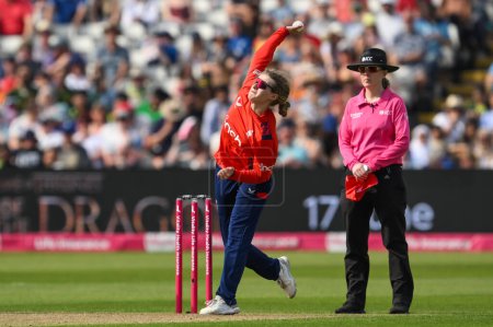 Photo for Charlie Dean of England delivers the ball during the First T20 International match England women vs Pakistan women at Edgbaston, Birmingham, United Kingdom, 11th May 2024 - Royalty Free Image