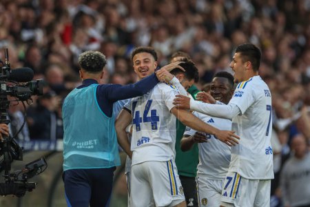 Photo for Ilia Gruev of Leeds United celebrates his goal to make it 1-0 during the Sky Bet Championship Play-off Semi Final Second Leg Leeds United vs Norwich City at Elland Road, Leeds, United Kingdom, 16th May 2024 - Royalty Free Image