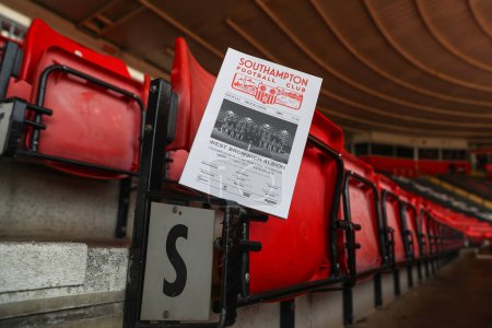 Photo for The match day program in the stands of St Mary's Stadium ahead of the Sky Bet Championship Play-Off Semi-Final Second Leg match Southampton vs West Bromwich Albion at St Mary's Stadium, Southampton, United Kingdom, 17th May 2024 - Royalty Free Image
