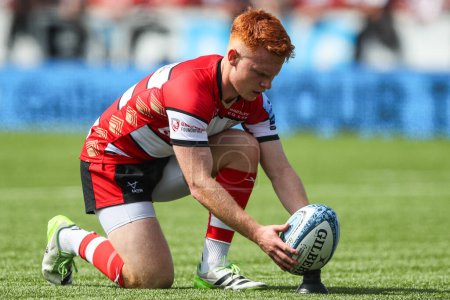 Photo for Caolan Englefield of Gloucester Rugby prepares for a conversion kick during the Gallagher Premiership match Gloucester Rugby vs Newcastle Falcons at Kingsholm Stadium, Gloucester, United Kingdom, 18th May 2024 - Royalty Free Image