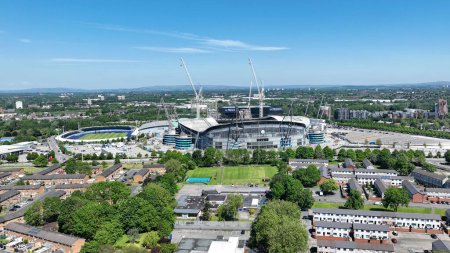 Photo for An aerial view of the Etihad Stadium ahead of the Premier League match Manchester City vs West Ham United at Etihad Stadium, Manchester, United Kingdom, 19th May 2024 - Royalty Free Image