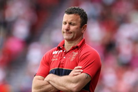 Photo for A dejected Willie Peters Head Coach of Hull KR reacts as  Wigan win the game during the Betfred Challenge Cup Semi-Final Hull KR v Wigan Warriors at Eco-Power Stadium, Doncaster, United Kingdom, 18th May 2024 - Royalty Free Image