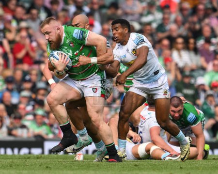 Téléchargez les photos : Joe Heyes of Leicester Tigers makes a break during the Gallagher Premiership match Leicester Tigers vs Exeter Chiefs at Mattioli Woods Welford Road, Leicester, United Kingdom, 18th May 2024 - en image libre de droit