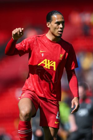 Photo for Virgil van Dijk of Liverpool during the pre-game warmup ahead of the Premier League match Liverpool vs Wolverhampton Wanderers at Anfield, Liverpool, United Kingdom, 19th May 2024 - Royalty Free Image