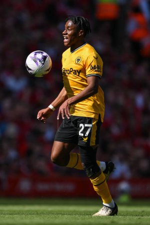 Photo for Jean-Ricner Bellegarde of Wolverhampton Wanderers in action during the Premier League match Liverpool vs Wolverhampton Wanderers at Anfield, Liverpool, United Kingdom, 19th May 2024 - Royalty Free Image