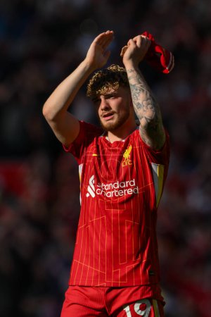 Photo for Harvey Elliott of Liverpool applauds the fans at the end of the Premier League match Liverpool vs Wolverhampton Wanderers at Anfield, Liverpool, United Kingdom, 19th May 2024 - Royalty Free Image