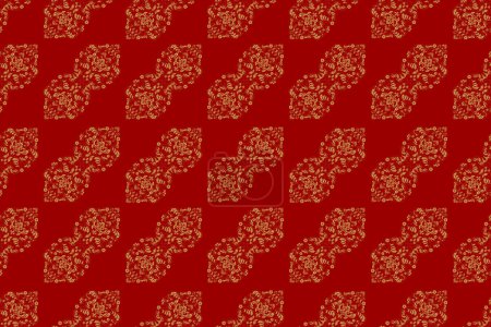 Photo for Christmas golden snowflake seamless pattern. Winter snow texture wallpaper. Golden snowflakes on yellow, neutral and red colors. Symbol holiday, New Year celebration golden pattern. - Royalty Free Image