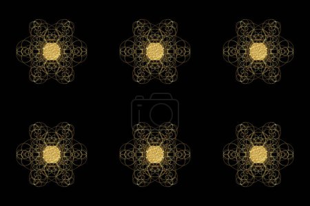 Photo for Seamless raster pano on black background with golden elements - Royalty Free Image