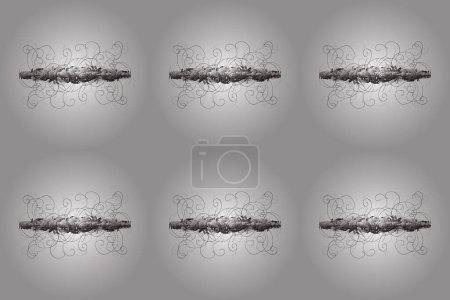 Photo for Seamless pattern with interesting doodles on colorfil background. Pano. Raster illustration. - Royalty Free Image