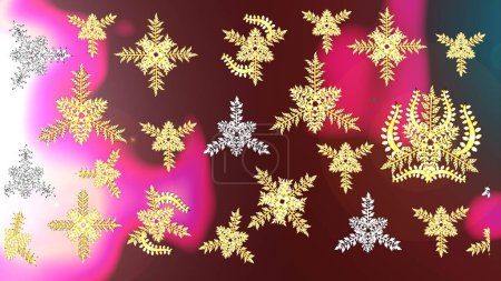 Foto de Patrón de Navidad con copos de nieve fondo abstracto. Ilustración de trama. Copos de nieve marrones, rosas y neutros. Diseño de vacaciones para Navidad y Año Nuevo. - Imagen libre de derechos