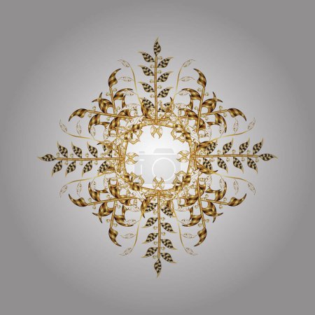 Ilustración vectorial. Copos de nieve dorados. Diseño navideño para estampados de Navidad y Año Nuevo. Patrón de Navidad con copos de nieve fondo abstracto.