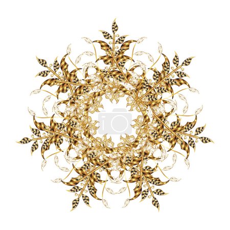 Schneeflockenschmuck auf einer goldenen Farbe. Schneeflockenornament Vektor-Illustration. Schneeflocke isoliert. Niedliches Schmuckstück.