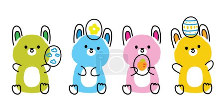 Illustration for Set of cute rabbit sit with various pattern egg on white background.Easter day.Spring.Bunny animal character cartoon design.Kawaii.Vector.Illustration. - Royalty Free Image
