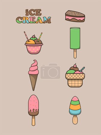 Illustration for Ice cream beauty bundle - Royalty Free Image