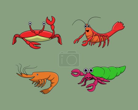 Illustration for Ocean animals set bundle DESIGN - Royalty Free Image