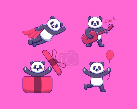 Cute panda bundle set design 