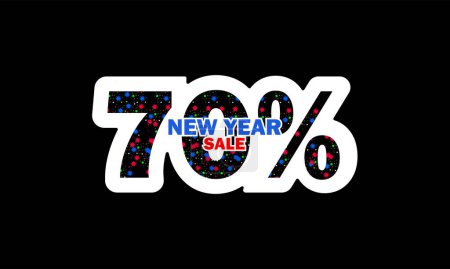 NEW YEAR sale 70% tag isolated set in BLACK background. discount offer price label, symbol for advertising campaign in ritail, sale promo marketing, fifty percent off discount sticker.