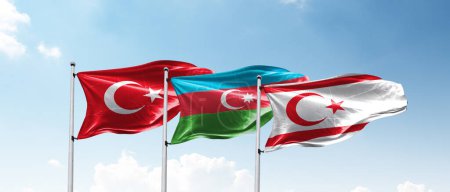 Turkey, Azerbaijan and Turkish Republic of Northern Cyprus country flags.