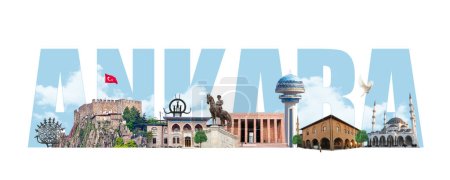 Ankara kolaj calmasi, tarihi mimariler ve gezilecek mekanlar. Traducción: Ankara collage work, arquitecturas históricas y lugares para visitar.