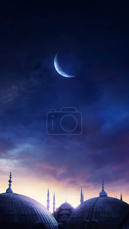 Vertikales Bild der Moschee, Social-Media-Story, Ramadan oder islamisches Konzept