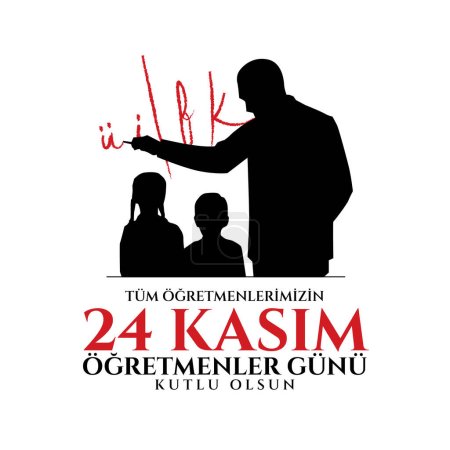 illustration vectorielle. Fête turque, journée des enseignants le 24 novembre. Traduction du turc : 24 novembre est la journée des enseignants en vacances.