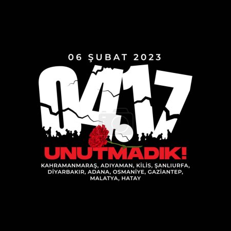 Illustration pour 6 février 2023 Grand tremblement de terre de Kahramanmaras Pazarcik. turc : 6 ubat 2023, Byk kahramanmaras pazarcik depremi - image libre de droit