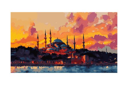 Illustration for Ayasofya cami suluboya illstrasyonu English: Hagia Sophia mosque water color illustration - Royalty Free Image
