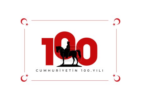 Illustration for 29 Ekim Cumhuriyet bayrami 100.yil. Translation:29 october Republic Day Turkey 100th anniversary - Royalty Free Image