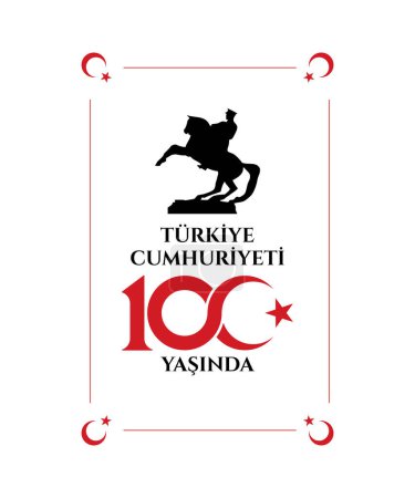 Ilustración de 29 Ekim Cumhuriyet bayrami 100.yil.) Traducción: 29 octubre Día de la República Turquía 100º aniversario - Imagen libre de derechos