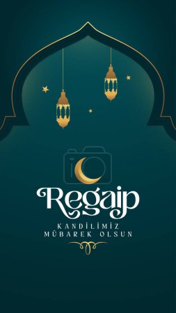 Illustration for Regaip Kandili, portrait layout for social media story. - Royalty Free Image