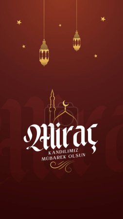 Ilustración de Mirac Kandili. Traducción: noche santa islámica, vector, Mirac - Imagen libre de derechos