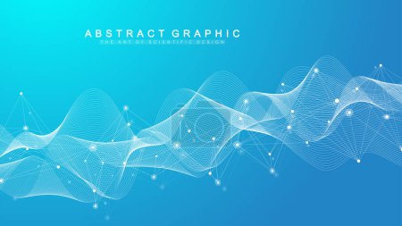 Illustration for Digits abstract background with connected line and dots, web cover. Digital neural networks. Network and connection background for your presentation. Web graphic background. Vector illustration - Royalty Free Image
