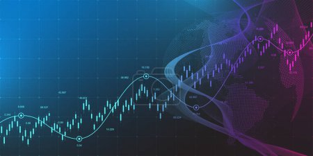 Illustration for Financial data graph chart background. Business background with candlesticks chart for reports and investment. Financial market trade concept. Vector illustration. - Royalty Free Image
