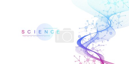 Illustration for Molecular abstract structure background. Scientific vector illustration with molecule DNA. Medical, science and technology concept for banner template or header - Royalty Free Image