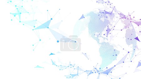 Plantilla de diseño de banner de conexión de red global. Encabezar la comunicación de redes sociales en el concepto de negocio global. Visualización de macrodatos. Tecnología de Internet.