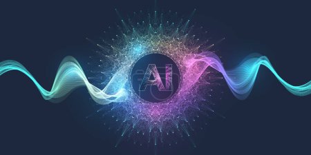 AI Generative Banner Concept In The Digital Style. Generative Ideas Design Element For Internet Technology. Futuristic Technology Concept Artificial Intelligence