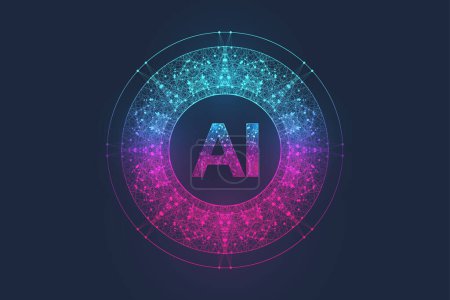 AI Banner Concept In The Digital Style. Generative Ideas Design Element For Internet Technology. Futuristic Technology Concept Artificial Intelligence