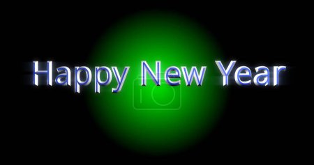 Téléchargez les photos : Bonne année sur le cercle vert avec des arrière-plans noirs. - en image libre de droit