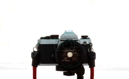 Photo for Front veiw of vintage film camera Isolated on a White Background, retro and travel vintage concepts. - Royalty Free Image