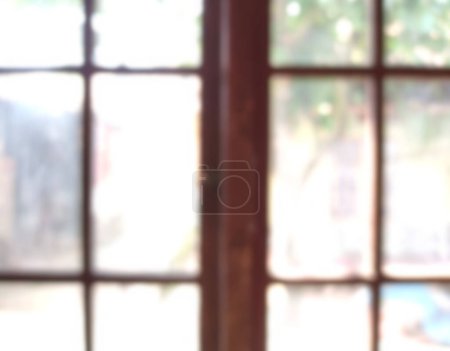 Photo of blurry window glass frame out of focus, glass out of focus in photo in glass frame in house