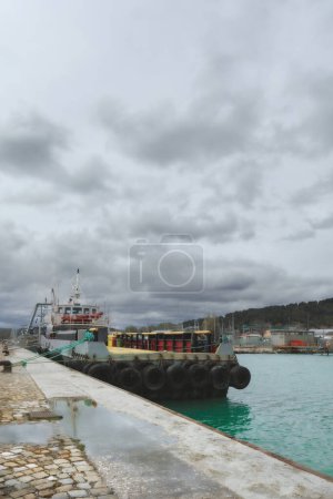Photo for Boat moored at the port, sea - Royalty Free Image